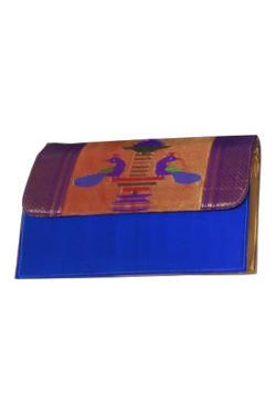 azure-blue Paithani silk evening-bag