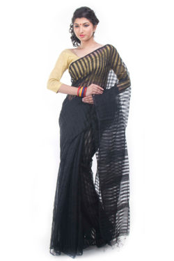 black easy wear saree - front view