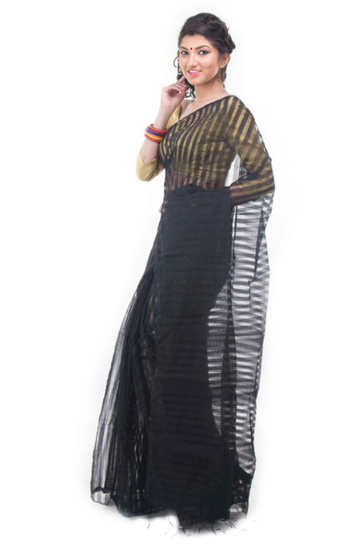 black easy wear saree - side view