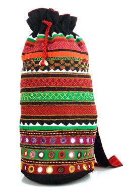 black Gujarati embroidery backpack