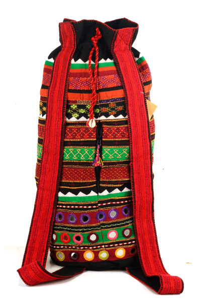 black Gujarati embroidery backpack - back view