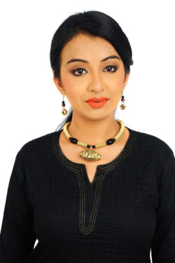 dokra drum pendant necklace set with earrings