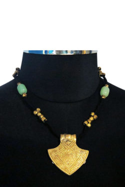 golden gunmetal pendant dokra necklace