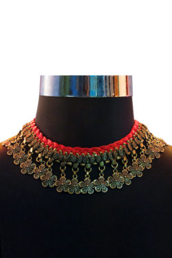 Golden gunmetal red dori necklace