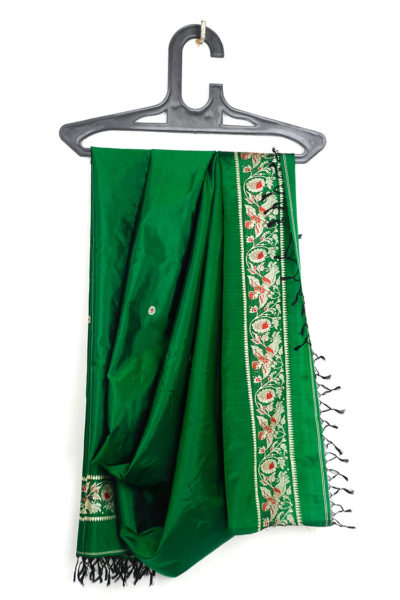 green baluchari silk stole - 1