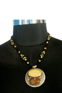 gunmetal pendant dokra necklace