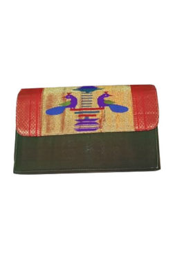 henna Paithani silk evening-bag
