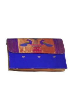 Indigo-blue Paithani silk evening-bag