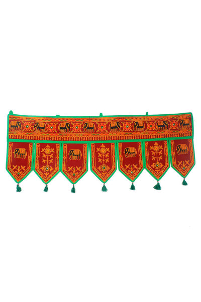 maroon Gujarati embroidered toran door hanging