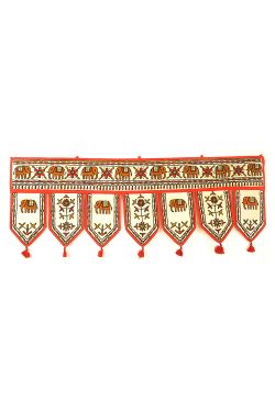 off white Gujarati embroidered toran door hanging