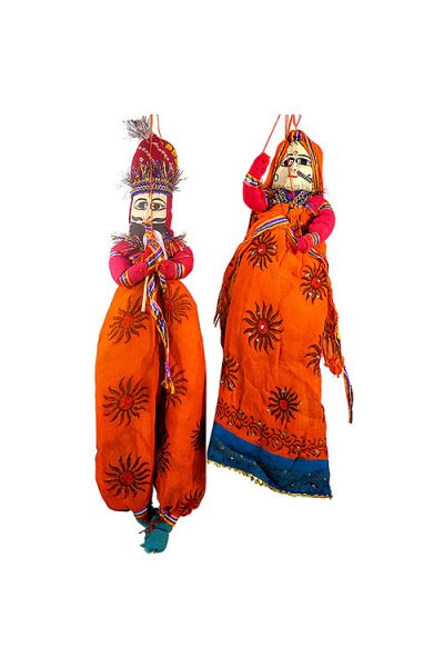 orange Rajasthani puppet pair