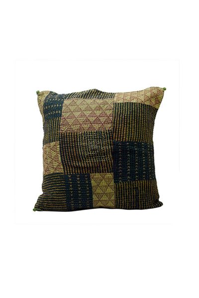 patchwork embroidered cushion cover - 1