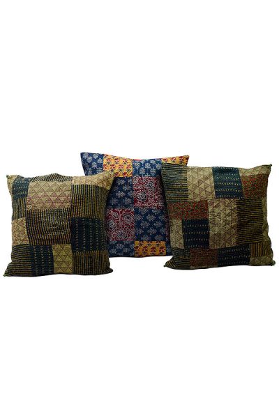 patchwork embroidered cushion cover set