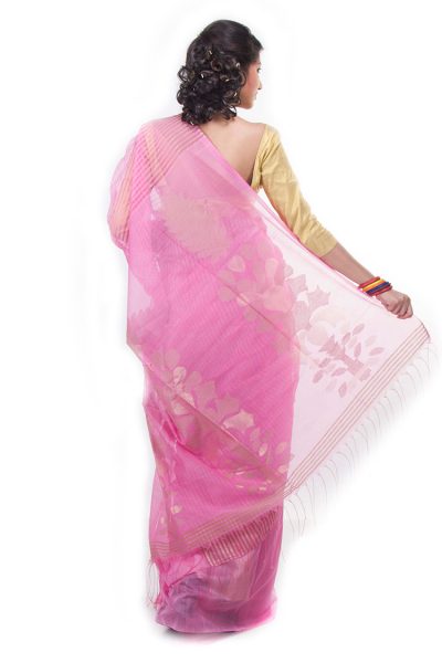 pink designer saree - back view