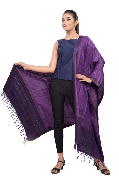 purple dupion cotton silk stole