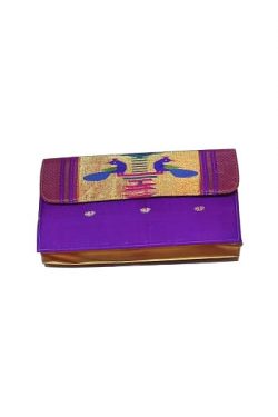 purple Paithani silk evening-bag