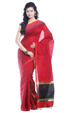 red black zari woven saree