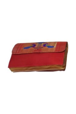 Red Paithani silk evening-bag