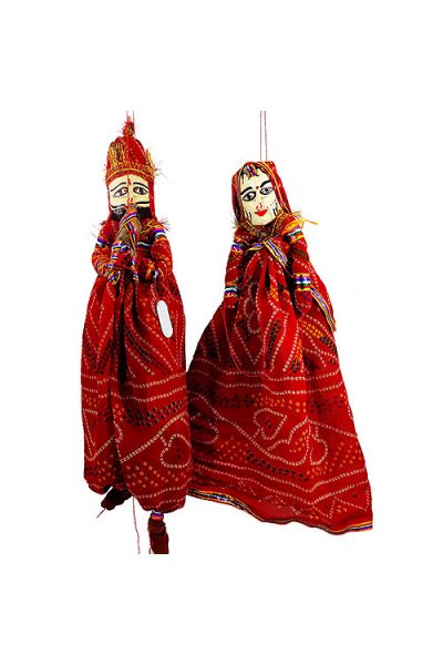 red Rajasthani puppet pair