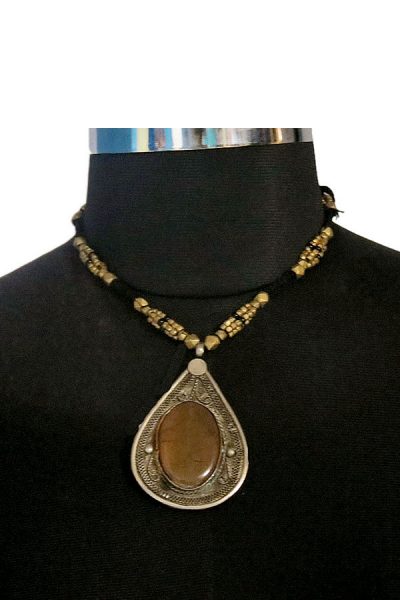 water drop gunmetal pendant dokra necklace