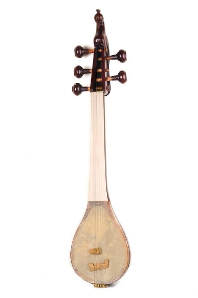wooden stringed musical instrument dotara - front view