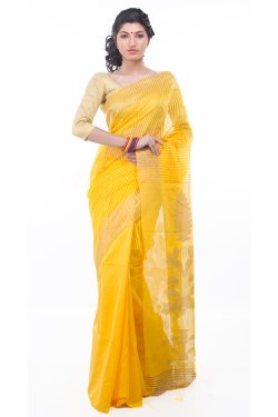 yellow and gold designer saree - front view